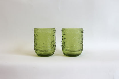 Set 2 Vasos color verde con relieve